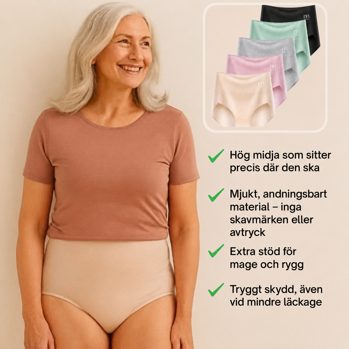 Metina™ | 6-pack andningsbara och bekväma trosor med hög midja och magstöd