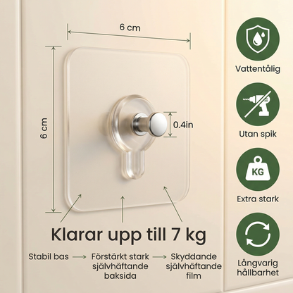 LundeMark™ – Väggkrokar med patenterat grepp – inga hål, inga märken